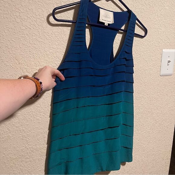 Madison Marcus- Ombre Razorback Tiered Silk Tank Sleeveless Top, Size XS - Picture 8 of 11